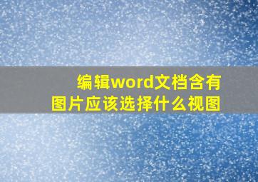 编辑word文档含有图片应该选择什么视图