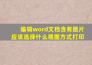 编辑word文档含有图片应该选择什么视图方式打印