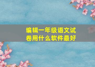 编辑一年级语文试卷用什么软件最好