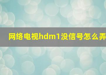 网络电视hdm1没信号怎么弄