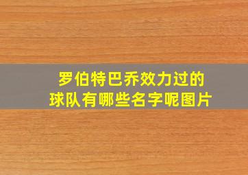 罗伯特巴乔效力过的球队有哪些名字呢图片