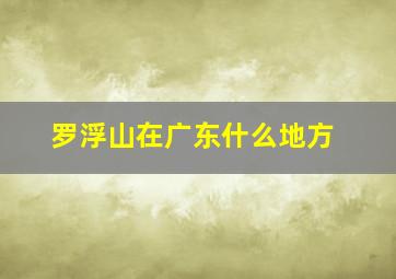 罗浮山在广东什么地方