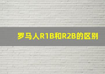 罗马人R1B和R2B的区别