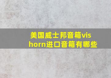 美国威士邦音箱vishorn进口音箱有哪些