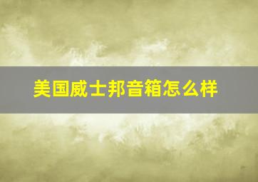 美国威士邦音箱怎么样