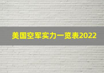 美国空军实力一览表2022