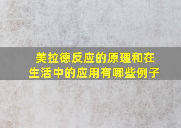 美拉德反应的原理和在生活中的应用有哪些例子