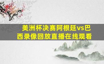 美洲杯决赛阿根廷vs巴西录像回放直播在线观看