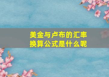 美金与卢布的汇率换算公式是什么呢