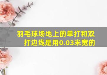 羽毛球场地上的单打和双打边线是用0.03米宽的