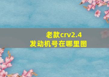 老款crv2.4发动机号在哪里图