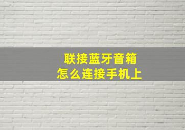 联接蓝牙音箱怎么连接手机上