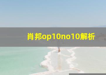 肖邦op10no10解析