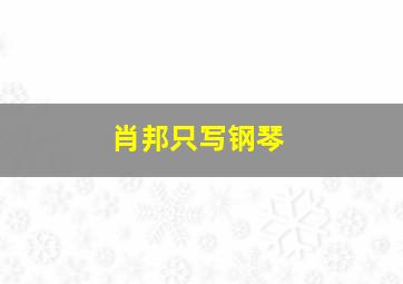 肖邦只写钢琴