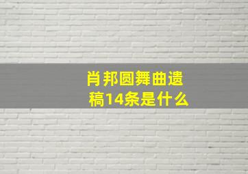 肖邦圆舞曲遗稿14条是什么