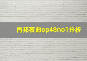 肖邦夜曲op48no1分析