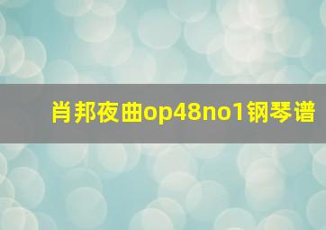 肖邦夜曲op48no1钢琴谱