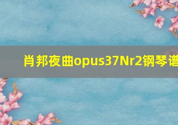 肖邦夜曲opus37Nr2钢琴谱