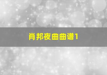 肖邦夜曲曲谱1