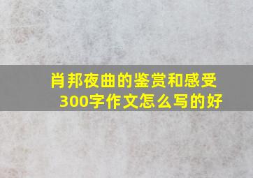 肖邦夜曲的鉴赏和感受300字作文怎么写的好