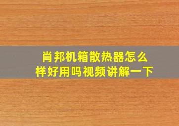 肖邦机箱散热器怎么样好用吗视频讲解一下