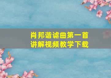 肖邦谐谑曲第一首讲解视频教学下载