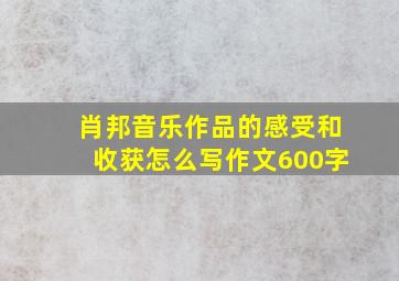 肖邦音乐作品的感受和收获怎么写作文600字