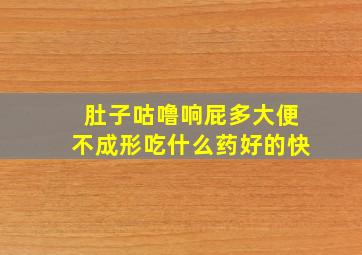 肚子咕噜响屁多大便不成形吃什么药好的快