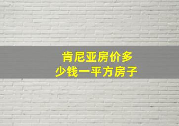 肯尼亚房价多少钱一平方房子