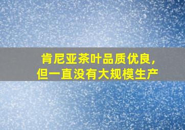 肯尼亚茶叶品质优良,但一直没有大规模生产