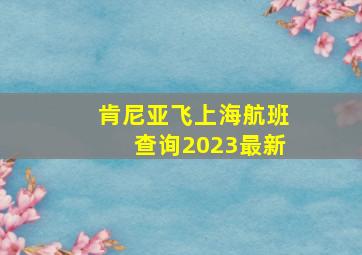 肯尼亚飞上海航班查询2023最新