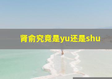 肾俞究竟是yu还是shu