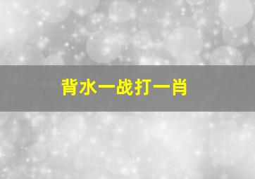 背水一战打一肖