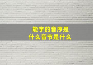 能字的音序是什么音节是什么