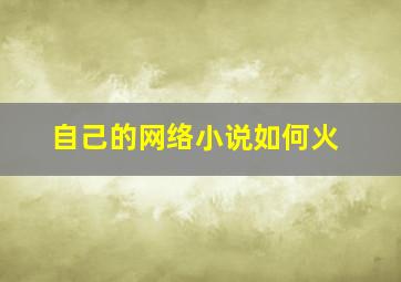 自己的网络小说如何火