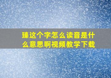 臻这个字怎么读音是什么意思啊视频教学下载