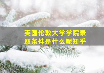 英国伦敦大学学院录取条件是什么呢知乎