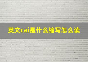 英文cai是什么缩写怎么读