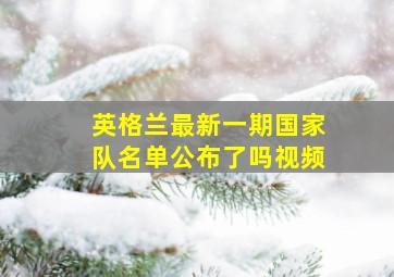 英格兰最新一期国家队名单公布了吗视频