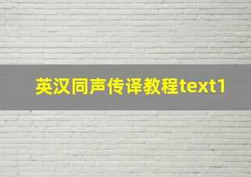 英汉同声传译教程text1