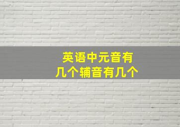 英语中元音有几个辅音有几个