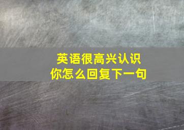 英语很高兴认识你怎么回复下一句