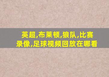 英超,布莱顿,狼队,比赛录像,足球视频回放在哪看