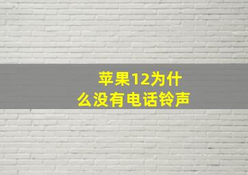 苹果12为什么没有电话铃声