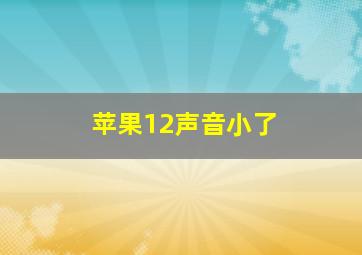 苹果12声音小了