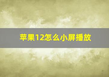 苹果12怎么小屏播放