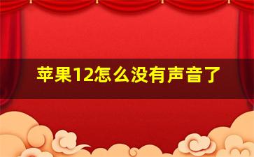 苹果12怎么没有声音了