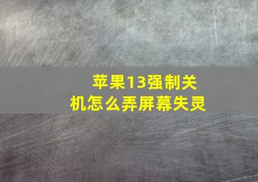 苹果13强制关机怎么弄屏幕失灵