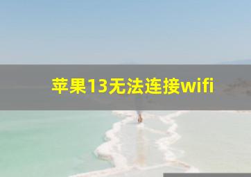 苹果13无法连接wifi