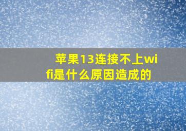 苹果13连接不上wifi是什么原因造成的